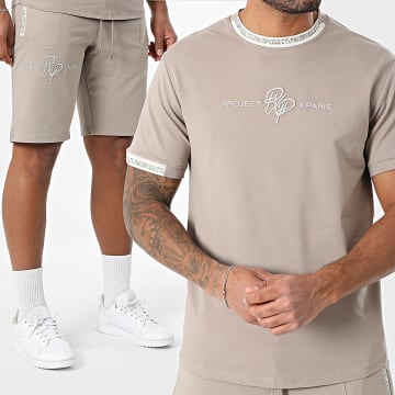 Project X Paris - Set T-Shirt Und Jogginghose 2210218 2240218 Taupe Weiß